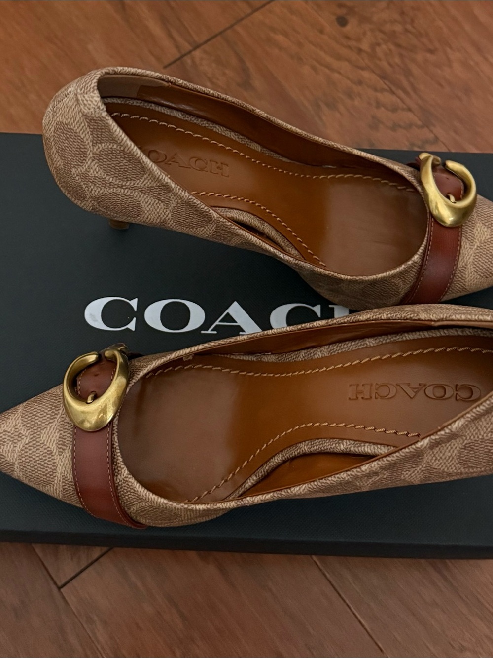 Coach Metallic Brown Pointed-Toe Buckle Pumps - Picture 3 of 9